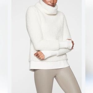 Athleta Nirvana Sherpa Funnel Neck Sweatshirt Ivory Size Small